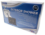 Phoenix Products Exterior Shower, White, With 2 Knob Handle/Hand-Held Shower Head With 59 in Vinyl Hose - PF266201