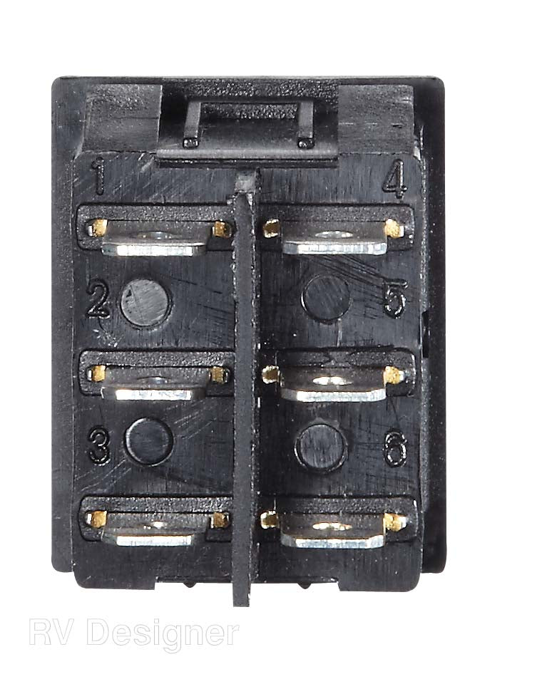 RV Designer Multi Purpose Switch, 14 V DC, 5 amp Max, 0.872 in x 1.071 in Cutout - S471
