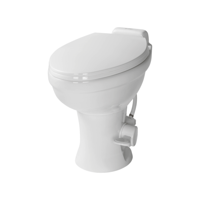 Lippert Toilet, Elongated Seat With 18 in Seat Height, White Ceramic With Plastic Seat/Lid - 2022113192