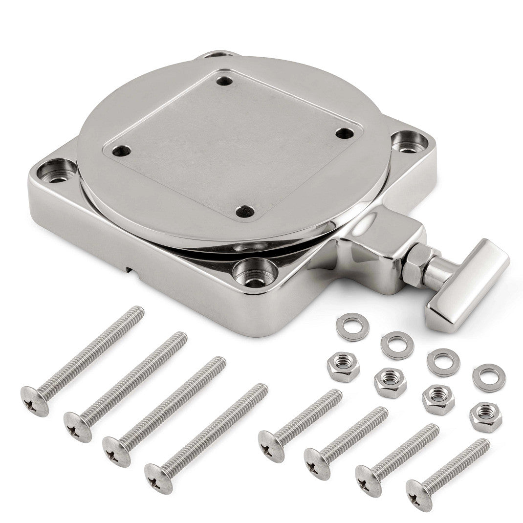Cannon Downrigger Mount, 316-Grade Stainless Steel Construction, 5-1/4 in Length x 5-1/4 in Width Dimension, 360 degree Rotation - 1903002