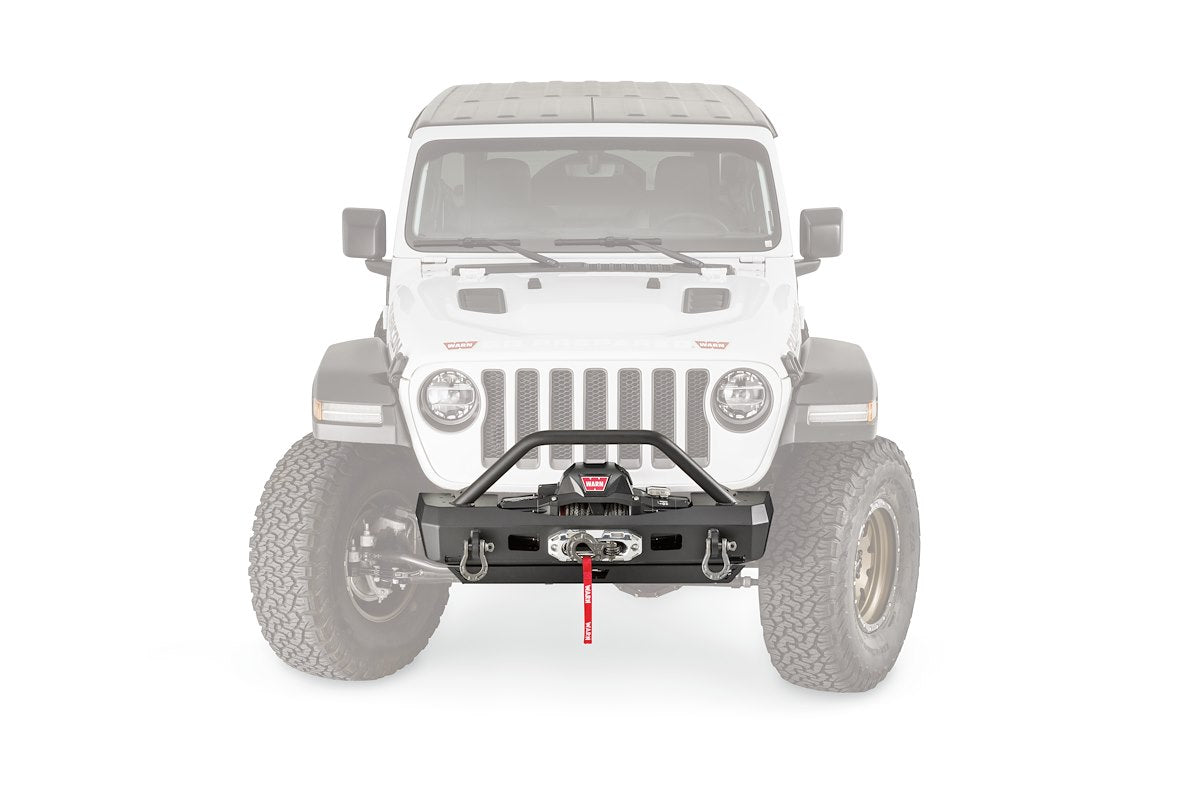 Warn Bumper, Elite Series, Powder Coated Black Steel, Fits Mid-Frame Winches Up To 12000 lb - 101330