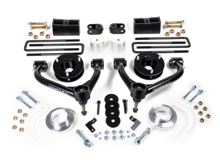 ReadyLIFT Lift Kit Suspension, 4 in Front Lift, 3 in Rear Lift, Black Components - 69-39400