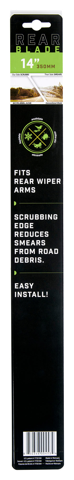 Scrubblade Windshield Wiper Blade, 14 in Length, Black, Ceramic Coated Silicone Blade - SR0014
