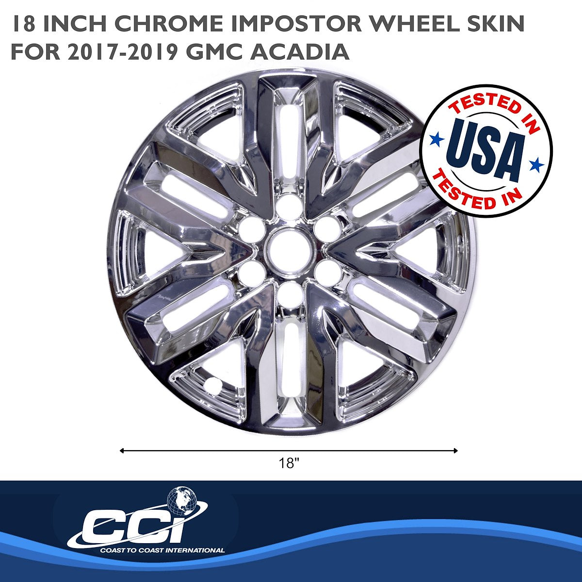 Coast2Coast Wheel Skin, 18 in, 5 Double Spokes, Chrome, Set Of 4 - IMP466X