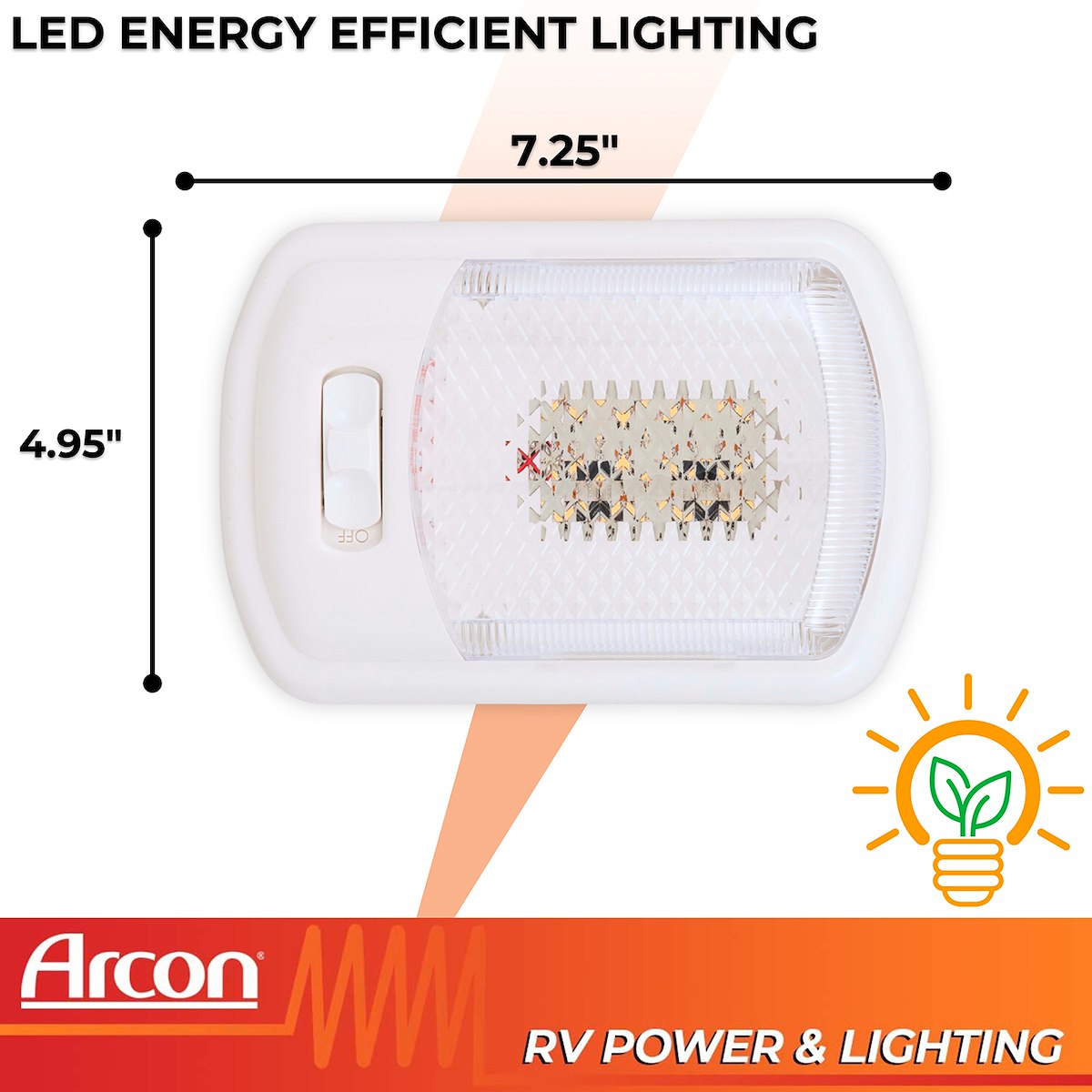 Arcon Interior Light - LED, 7-1/4 in Length x 4.95 in Width, Bright White SMD LED, 12 V - 20669N