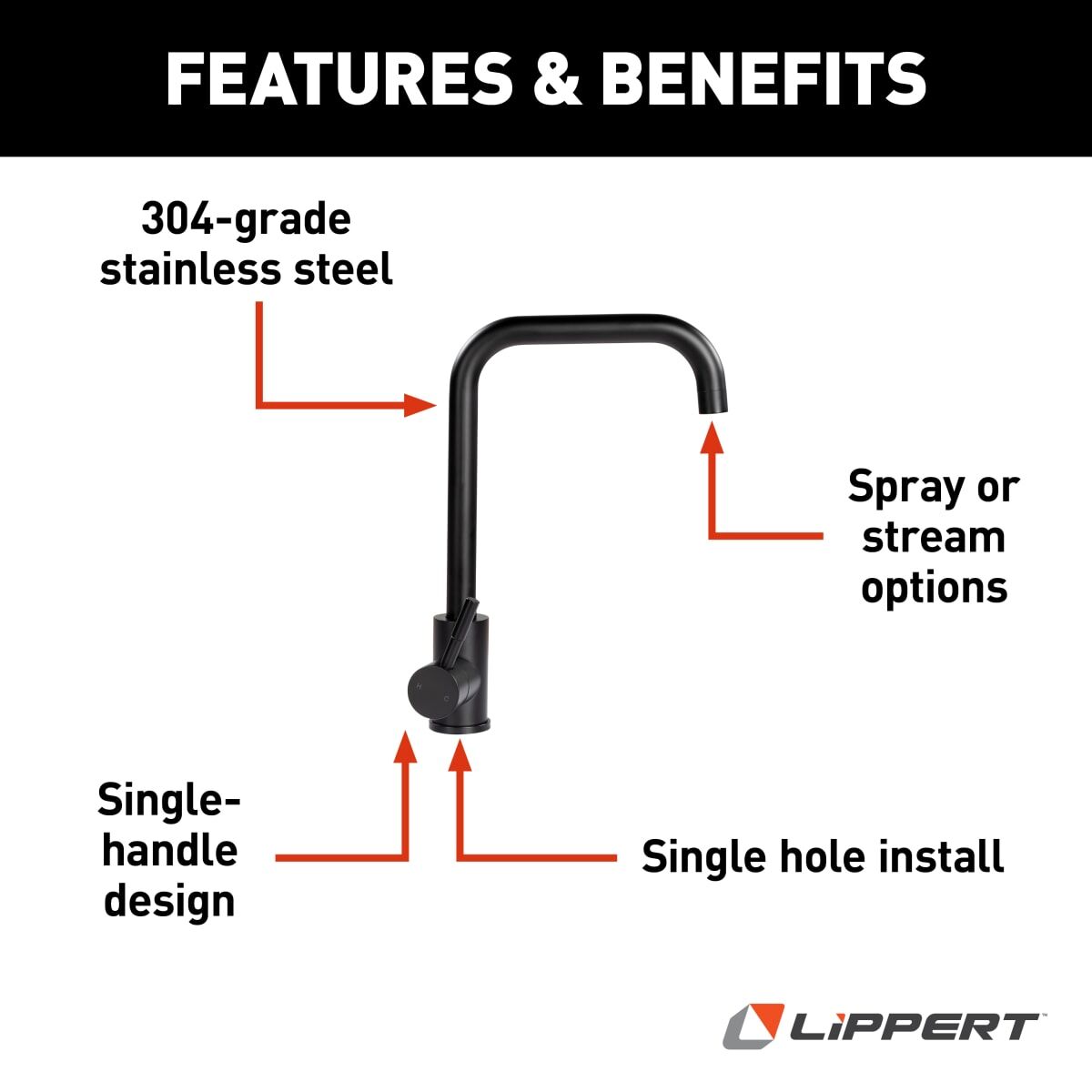 Lippert Faucet, Black Matte - 2021090597