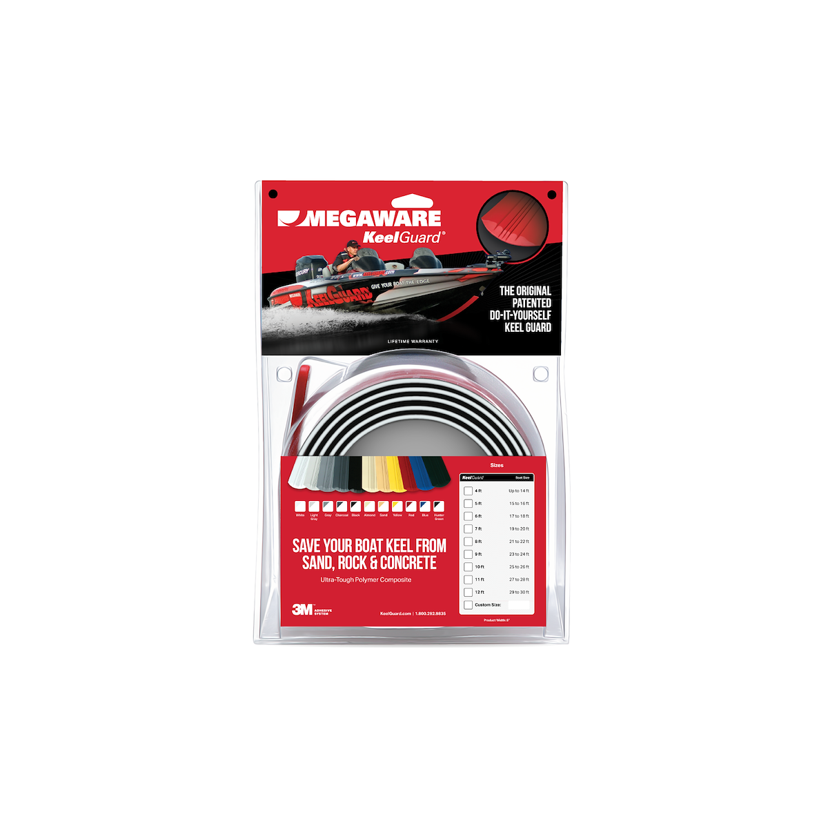 Megaware KeelGuard Keel Guard, Fits Up To 24 ft Boat, 3M Adhesive Mount, 5 in Width x 9 ft Length - 20109