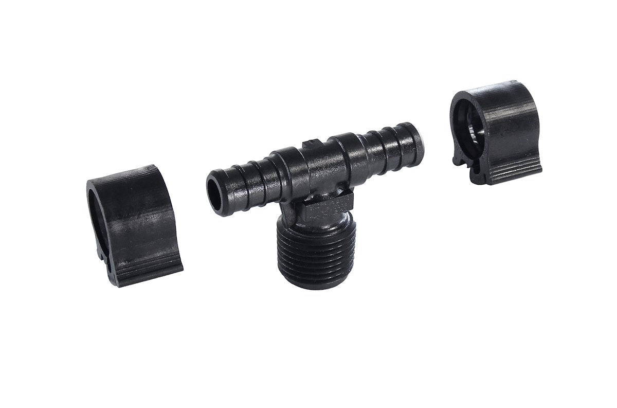 Elkhart Supply Fresh Water Fitting, 1/2 in PEX x 1/2 in PEX x 1/2 Male Pipe Thread - 30822