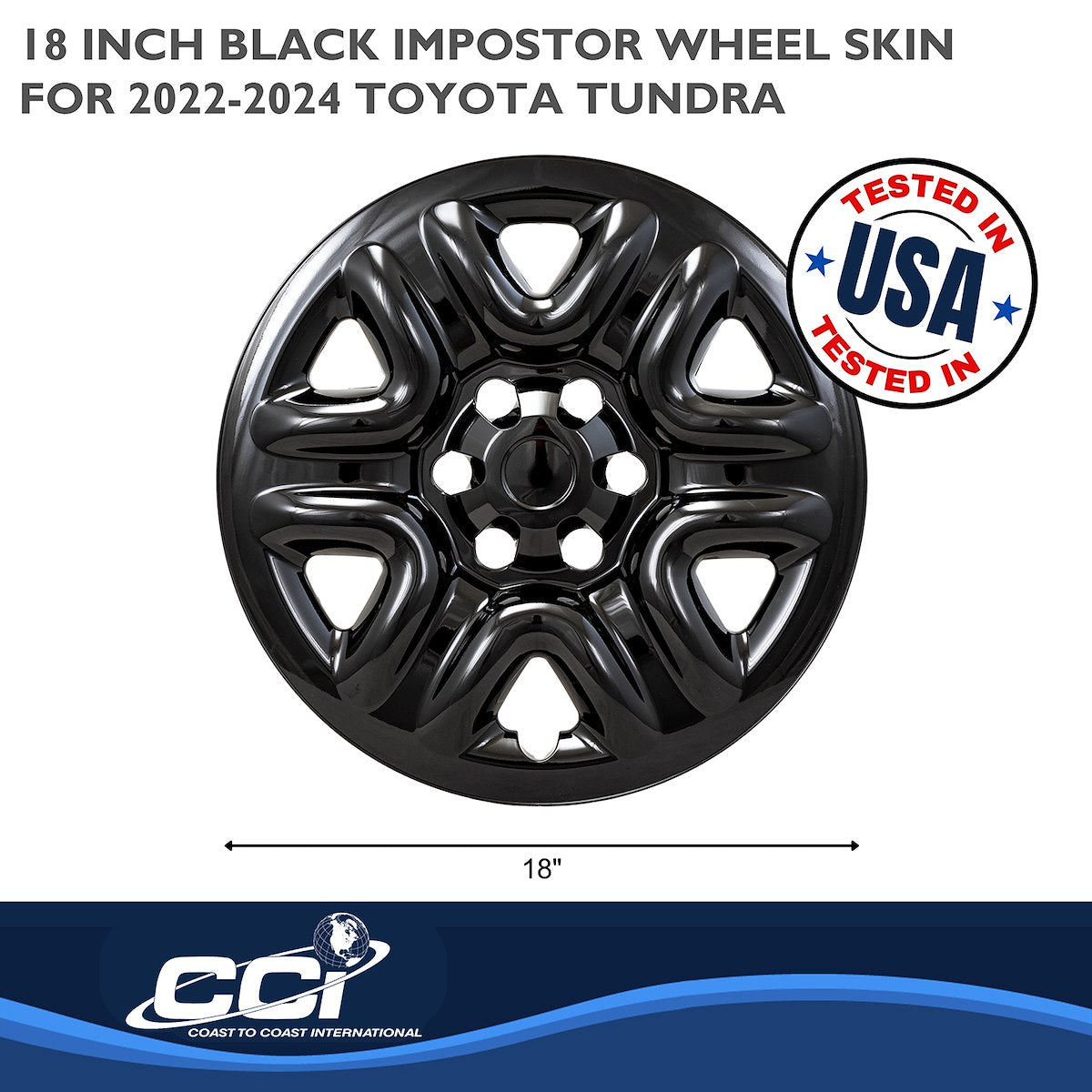 Coast2Coast Wheel Skin, 18 in, 6 Spokes, Gloss Black, Set Of 4 - IWCIMP103BLK