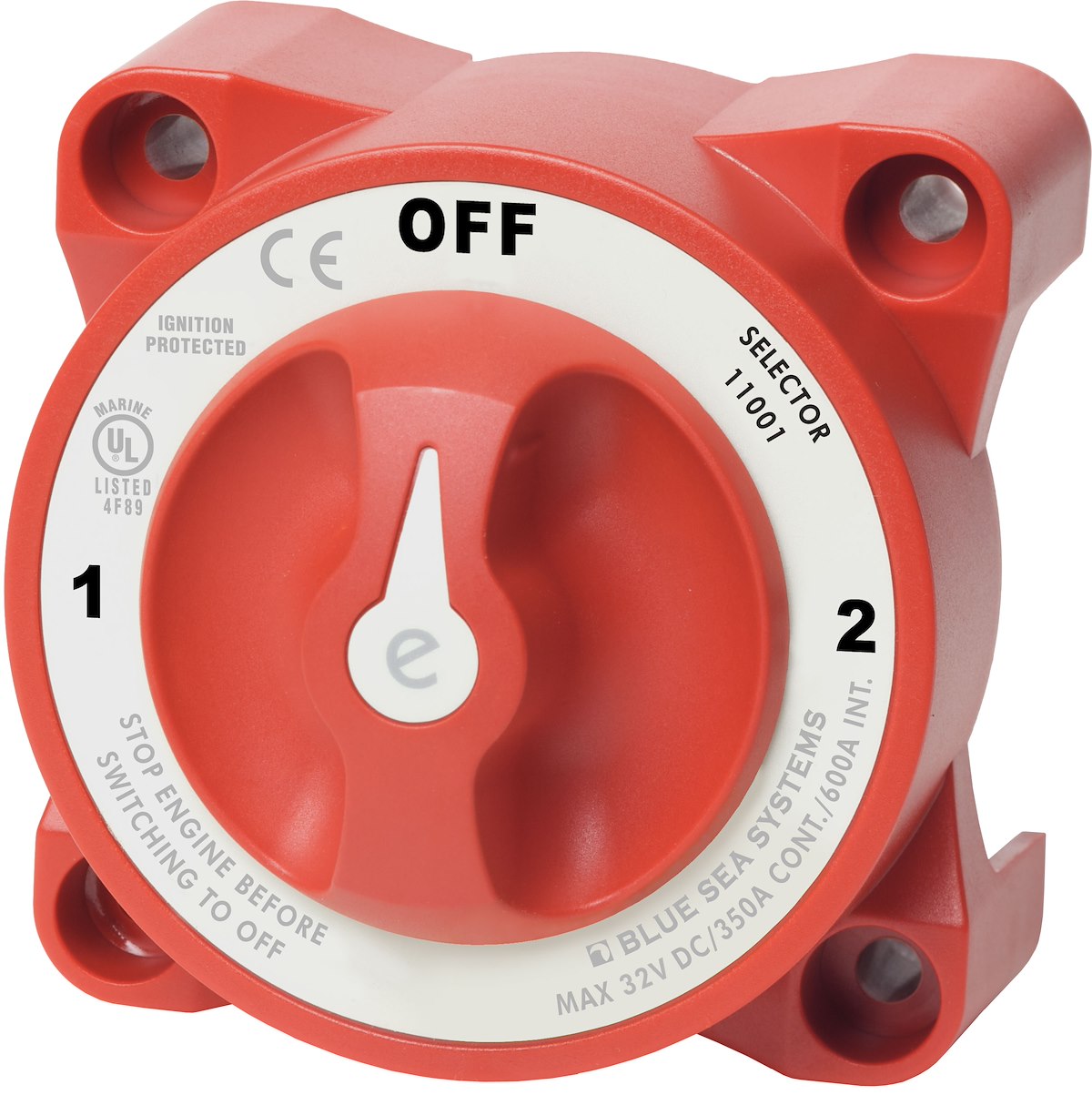 Blue Sea Battery Selector Switch, E-Series, 3 Position, 2 Batteries - 11001-BSS
