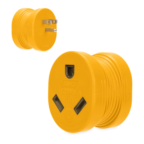 Camco Power Cord Adapter, 15 amp Male To 30 amp Female, 15 amp - 55223
