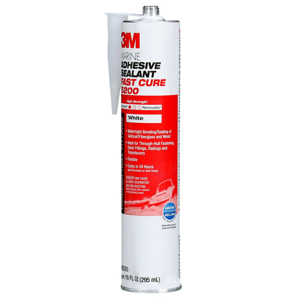 3M Adhesive Sealant, 3M 5200 Fast Cure, 10 oz Cartridge, White - 06520