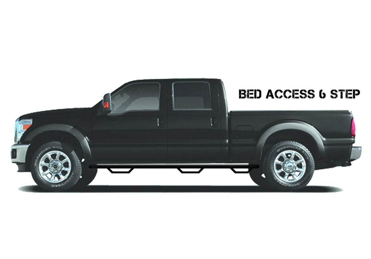 N-Fab Nerf Bar - Truck Wheel To Wheel, 3 in Round Bent, Black Matte Textured Powder Coated Steel - D20100CC-6-TX