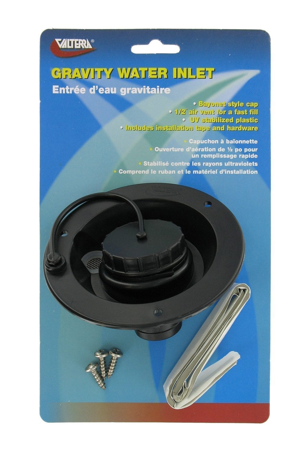 Valterra Fresh Water Inlet, 1/2 in Female Pipe Thread Inside Connection, Black - A01-2003BKVP