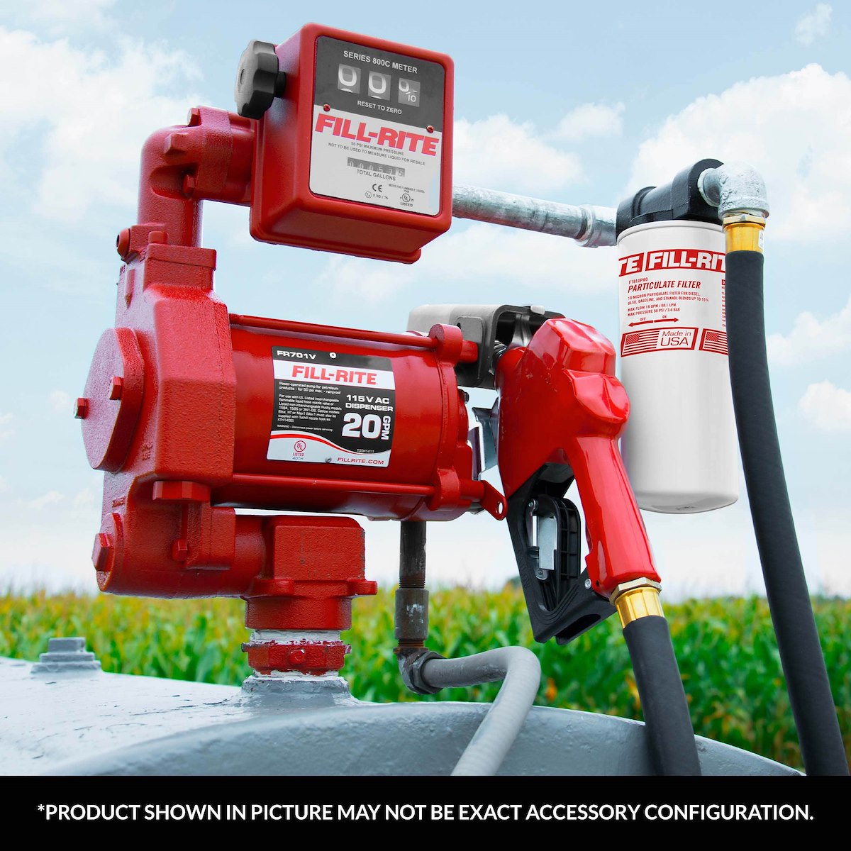 Fill-Rite Flow Meter, Use With Gasoline/Diesel/E15/Kerosene/B20 And Mineral Spirits, 5 To 20 GPM Flow, 3/4 in NPT Inlet And 3/4 in NPT Outlet - 807C