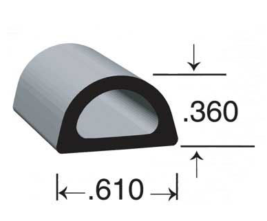 Clean Seal Multi Purpose Weather Stripping, 50 ft Length x 0.610 in Width x 0.360 in Thickness, Black - 109H2-50