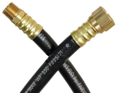 JR Products Propane Hose, 3/8 in Inside Diameter Rubber Supply Hose, 1/2 in Female Swivel SAE End x 3/8 in Male Pipe End, 72 in Length - 07-31485