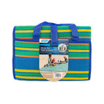 Camco Patio Mat, 6-1/2 ft Length x 5 ft Width, Blue/Green Stripe - 42805