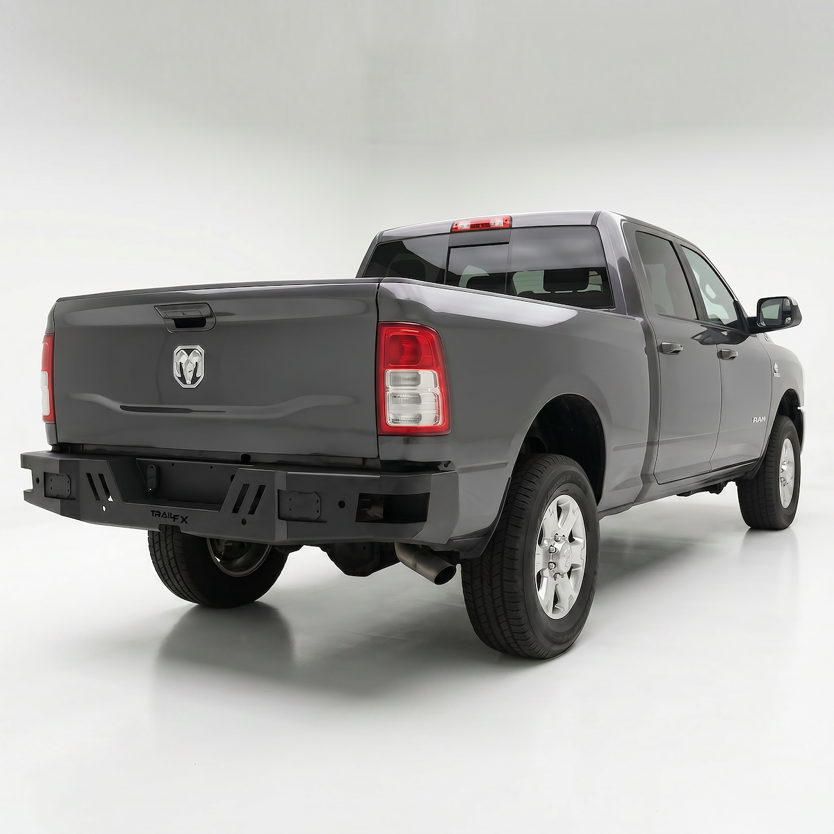 TrailFX Bumper, With 3 in LED Flush Mount Cube Light Cutouts, Black Titanium Powder Coated Steel, With Pre-Drilled Sensor Holes - RHDB002TI