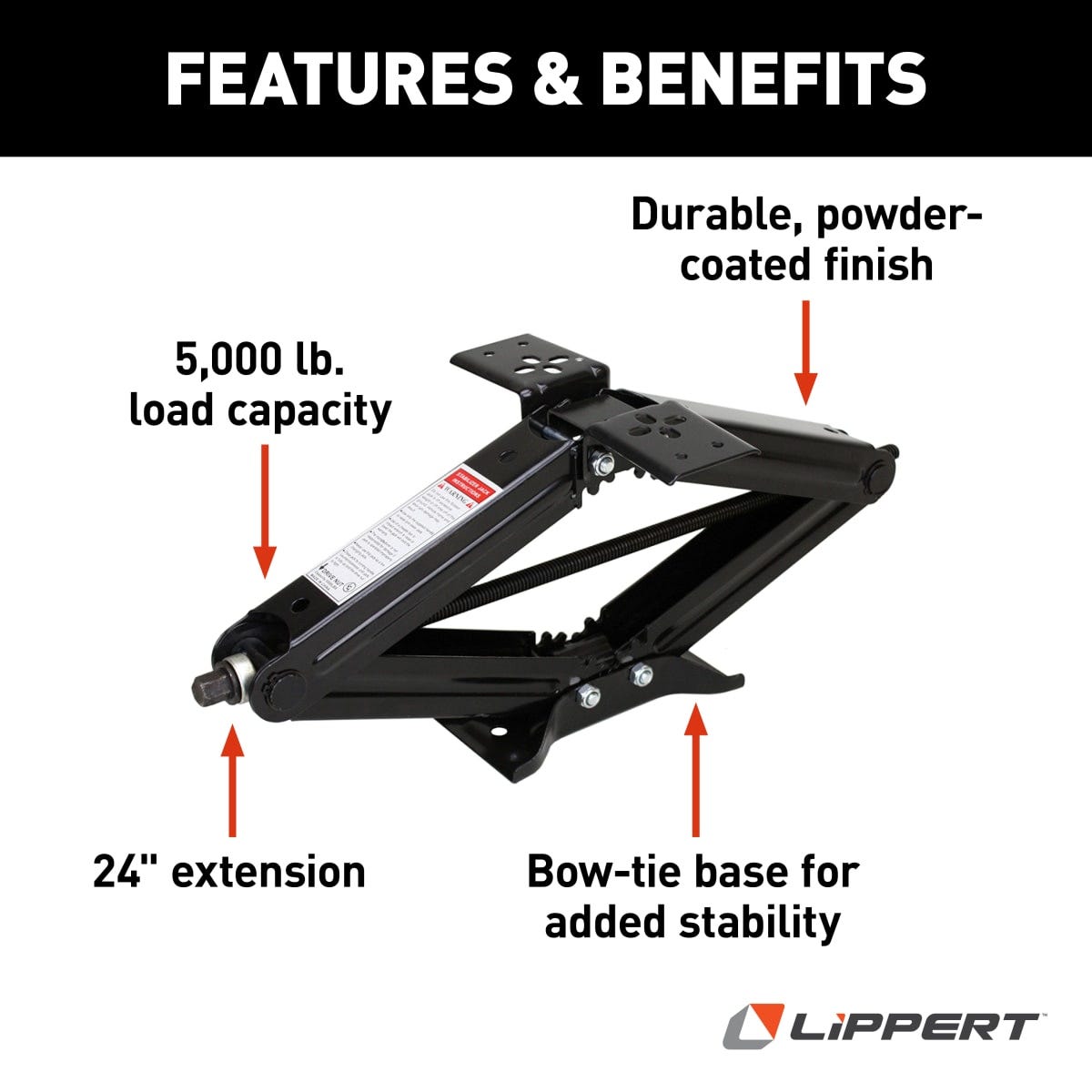 Lippert Leveling Jack, 5000 lb Capacity, 24 in Lift Height, Steel - 285325