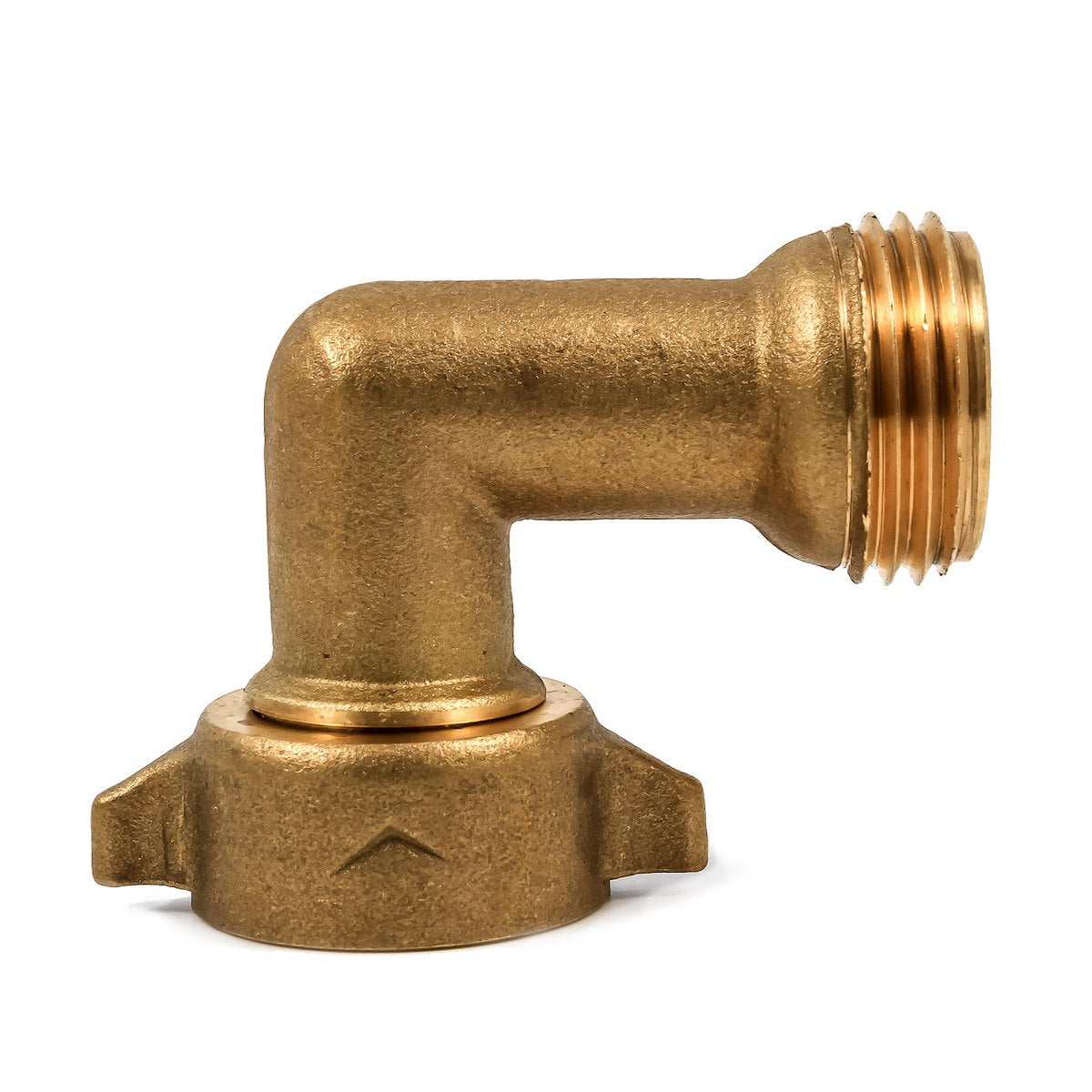 Camco Fresh Water Hose Connector, 90 degree Elbow With Gripper, Brass, Complies With CA and VT Regulations For Brass Content - 22502