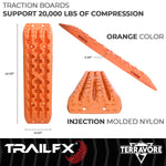 TrailFX Traction Mat, 42-1/2 in Length x 12-1/2 in Width x 2-1/2 in Height, Supports 20,000 lb, Set Of 2 - TBOR01