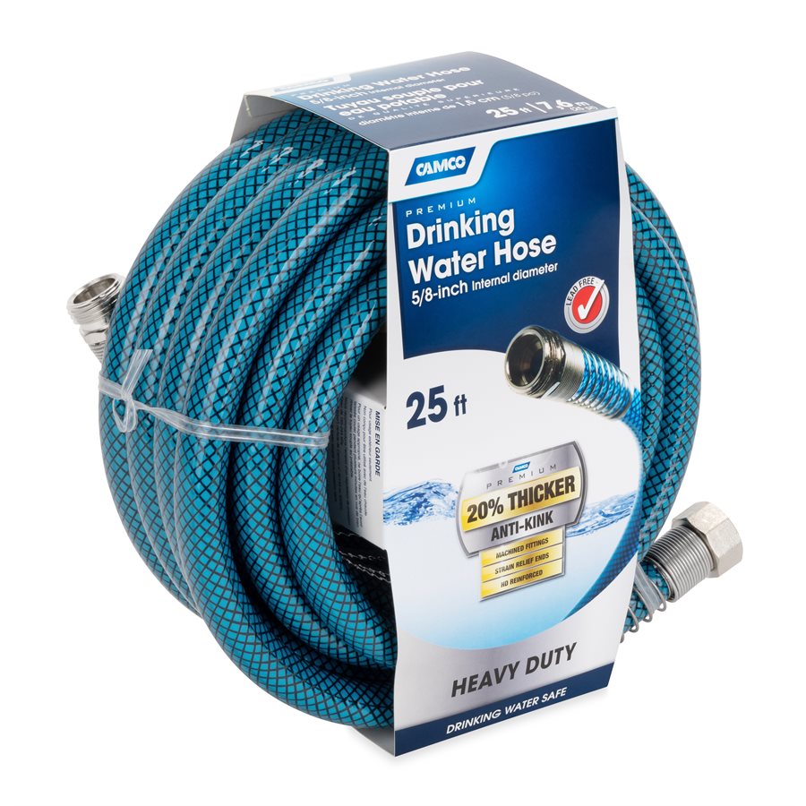 Camco Fresh Water Hose, 5/8 in Internal Diameter, 25 ft Length, 100 PSI Working Pressure - 22833