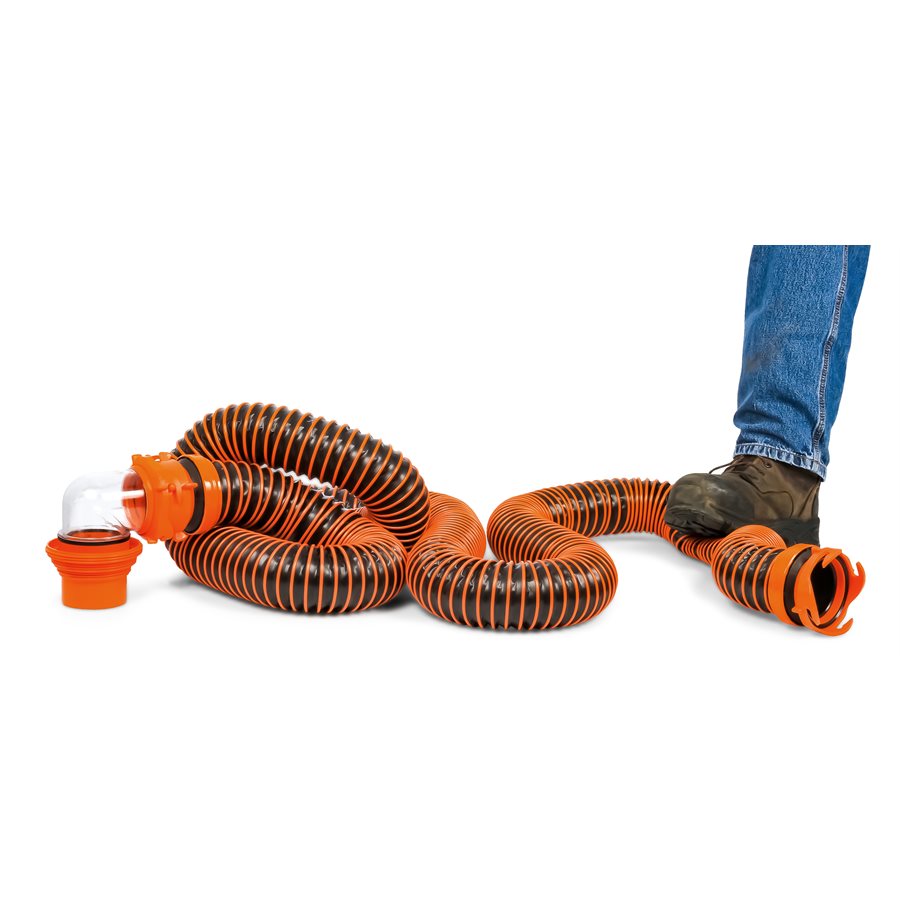 Camco Sewer Hose, 15 ft Extended Length, 3 in Diameter, Black Hose - 39861