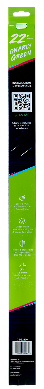 Scrubblade Windshield Wiper Blade, 22 in Length, Ceramic Coated Silicone Blade - CBG2200