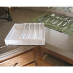 Camco Cutlery Tray, Adjustable From 9 in To 13 in Width x 1-3/4 in Height, With 5 Compartments, White - 43503