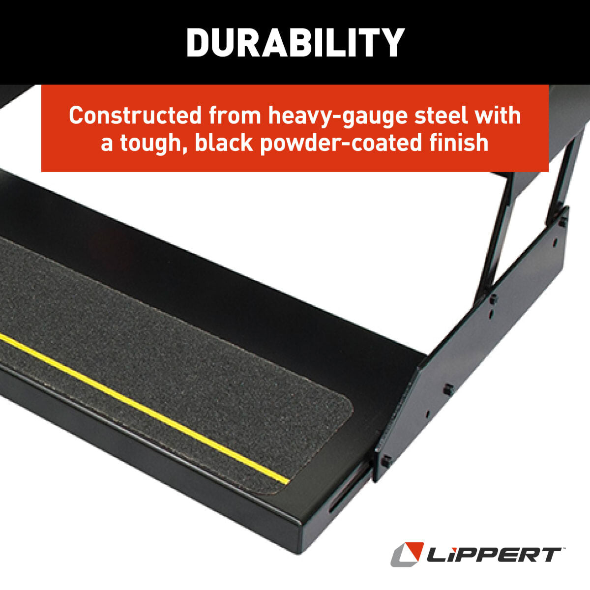 Lippert Entry Step, Series 25, 24 in Tread Width x 9 in Depth, With 8 in Rise - 365837