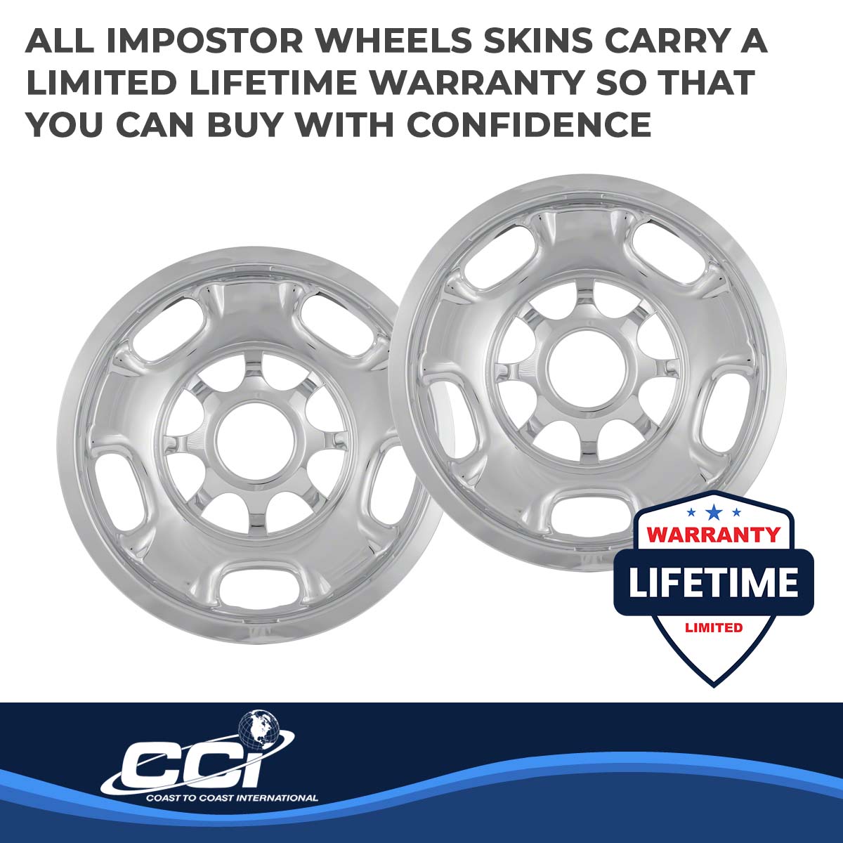 Coast2Coast Wheel Skin, 17 in, 5 Spokes, Chrome, Set Of 4 - IWCIMP84X