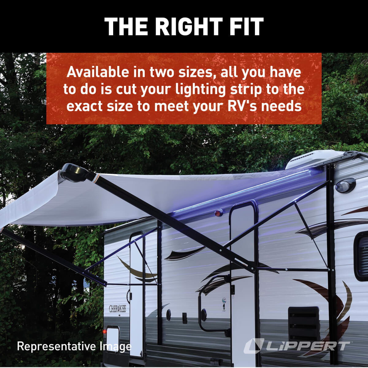 Lippert Awning Light, 21 ft Length, Black Plastic Housing - 674283