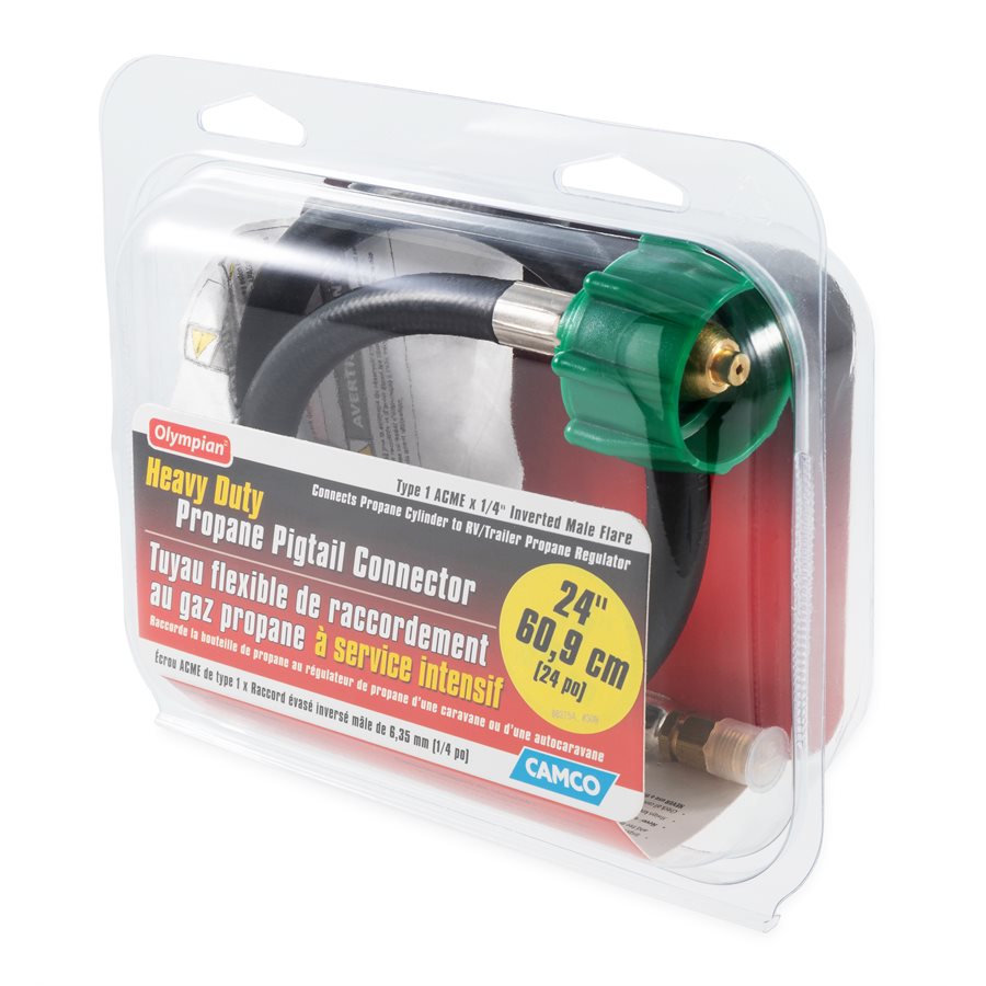 Camco Propane Hose, Type 1 ACME Nut x 1/4 in Inverted Male Flare, 24 in Length - 59153