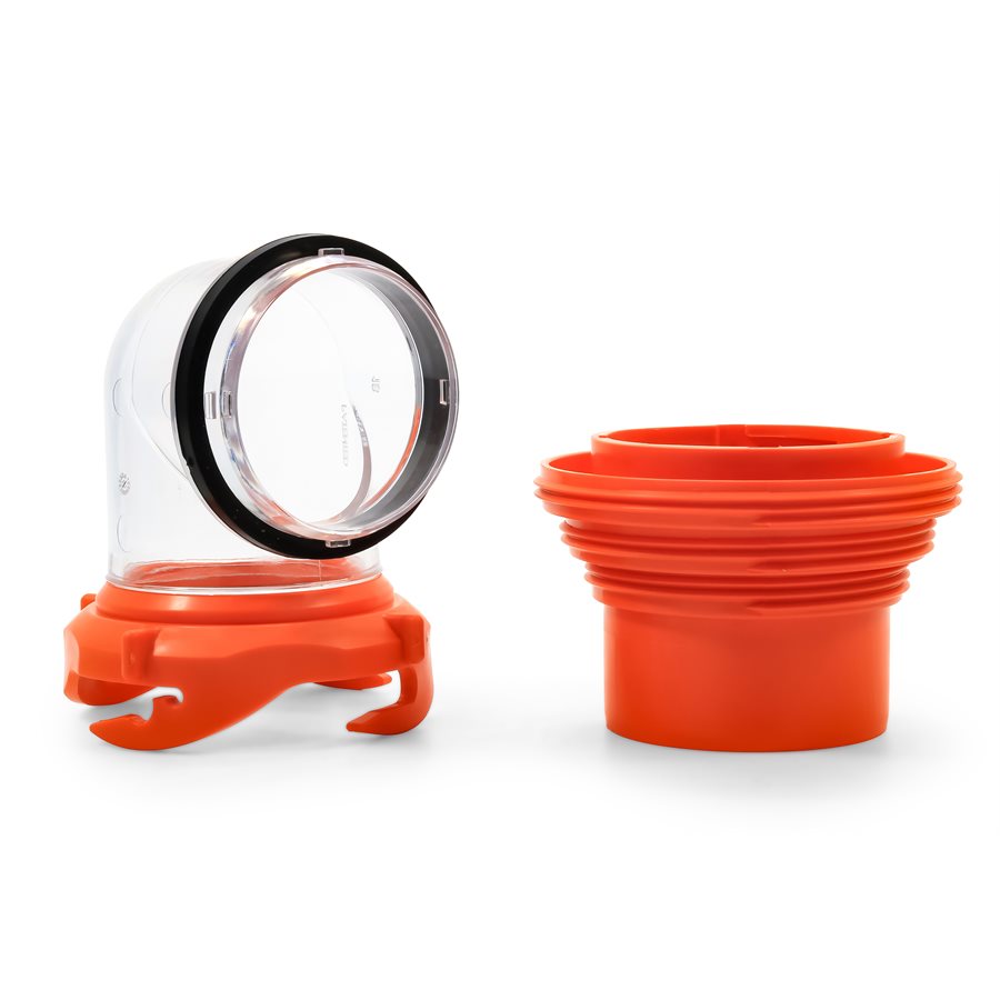 Camco Sewer Hose Connector, Translucent Bayonet Elbow Fitting With 4-in-1 Adapter - 39736