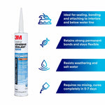 3M Adhesive Sealant, 3M 5200, 10 oz Cartridge, 48 Hours Tack Free Time - 06501