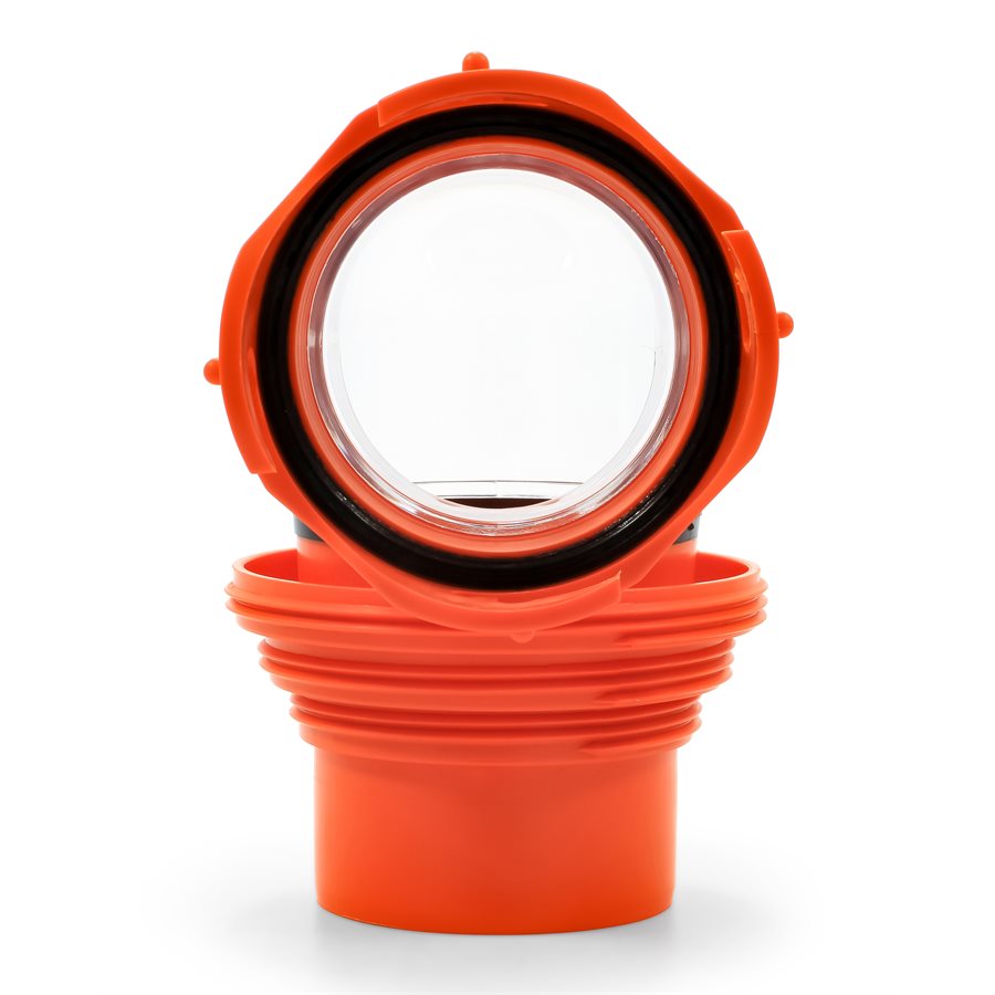 Camco Sewer Hose Connector, Translucent Bayonet Elbow Fitting With 4-in-1 Adapter - 39736