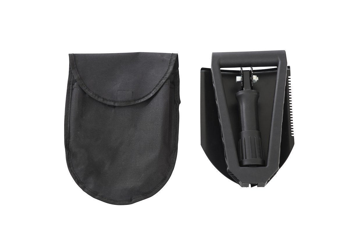 Overland Vehicle Systems Shovel, Black Powder Coat, Steel, 22.75 in Extended and 9.75 in Collapsed - 19049901