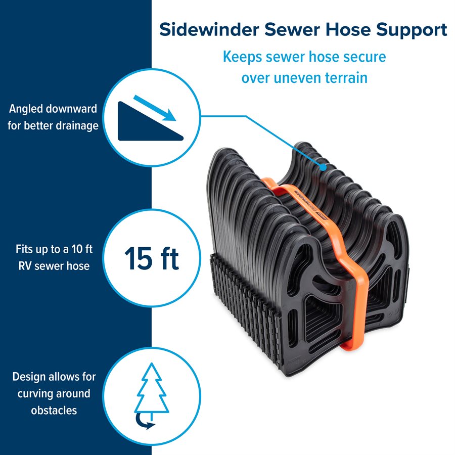 Camco Sewer Hose Support, Holds 15 ft Hose, Black - 43041