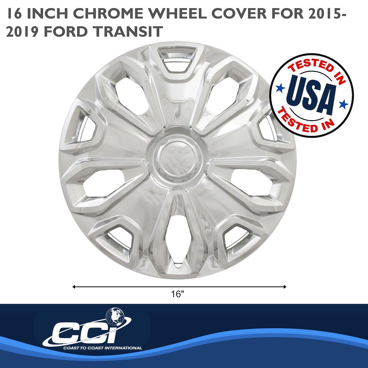 Coast2Coast Wheel Cover, 16 in, 5 Split Spoke, Chrome Plated, Set Of 4 - IWC51216C