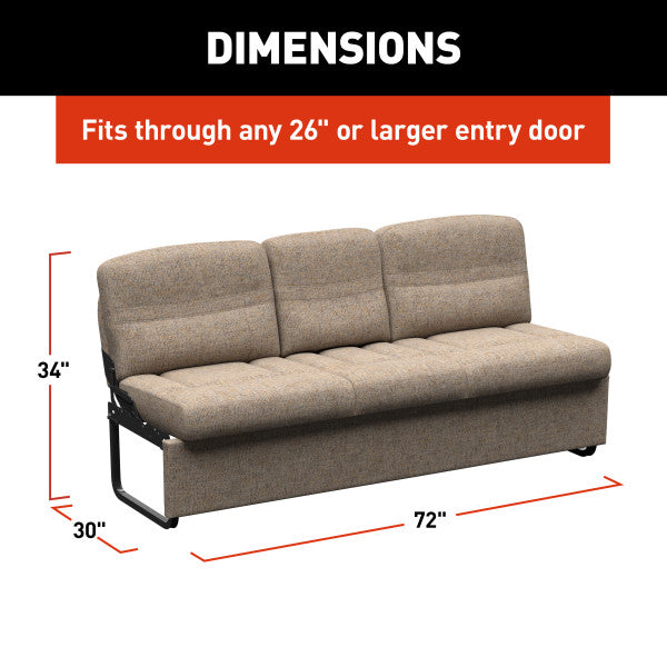 Lippert Sofa, 72 in Length x 30 in Width x 34 in Height Overall, 69 in Width x 20 in Depth Sitting Surface, 19 in Seating Height - 2024044417