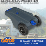 Duraflex Portable Waste Holding Tank, 16 gal, 39.43 in Length x 24.27 in Width x 12.8 in Height, 2 Wheel Design - 21901G