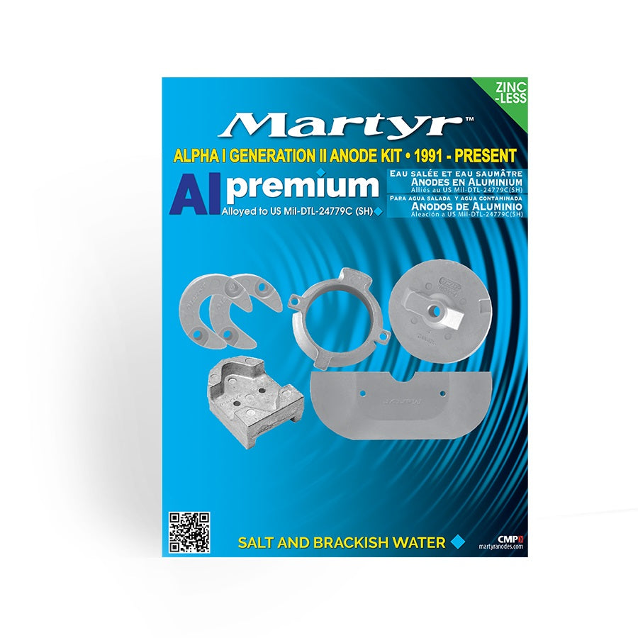 Martyr Anodes Marine Anode Kit, Fits Alpha I Generation II Engine 1991 To Present, Aluminum - CMALPHAKITA