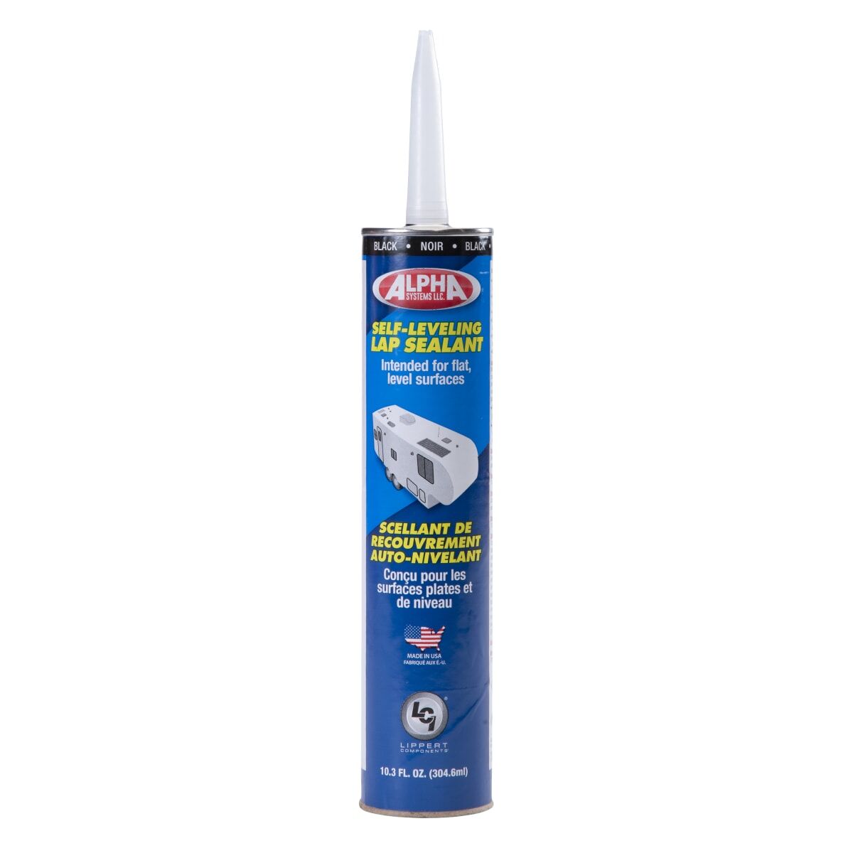 Lippert Caulk Sealant, 1021 Low VOC/Alpha Systems N102101TLCI, Black, 10.3 oz Cartridge - 862145
