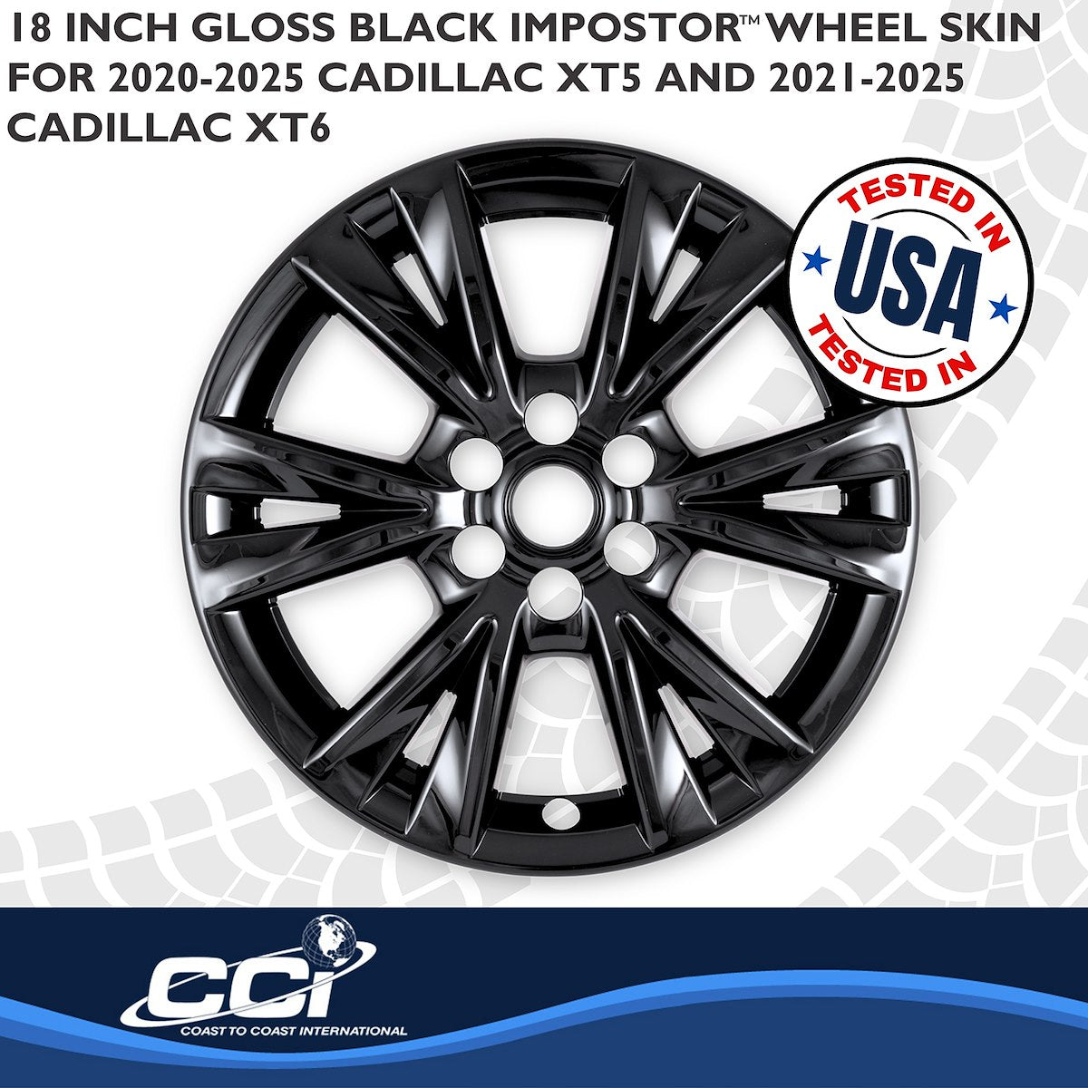 Coast2Coast Wheel Skin, 18 in, 6V Spokes, Gloss Black, Set Of 4 - IMP518BLK