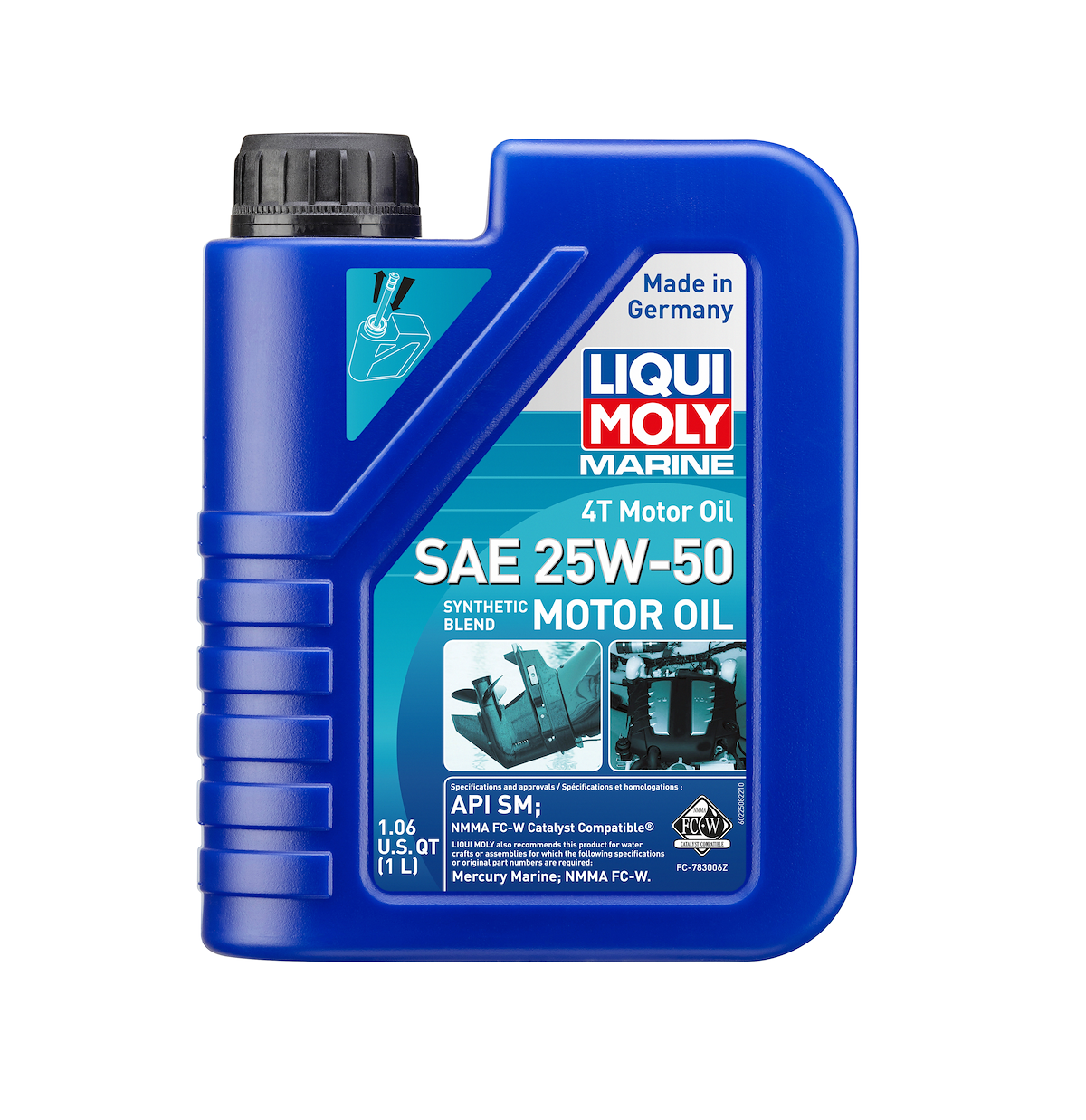 Liqui Moly Oil, Marine 4T, SAE 25W-50, 1 Liter Bottle - 22508