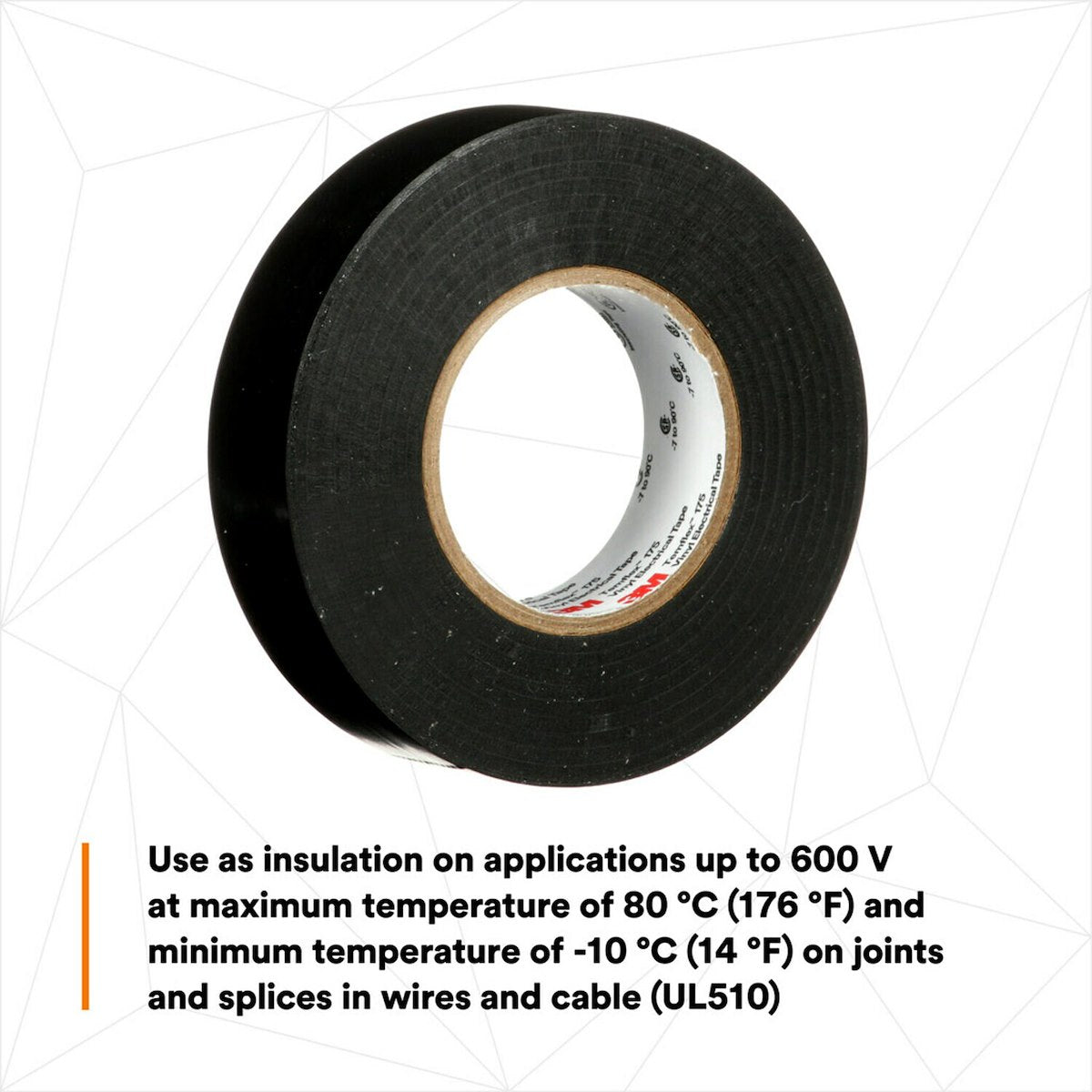 3M Electrical Tape, 3/4 in Width x 60 ft Length, 7 Mil Thick, Black - 92618