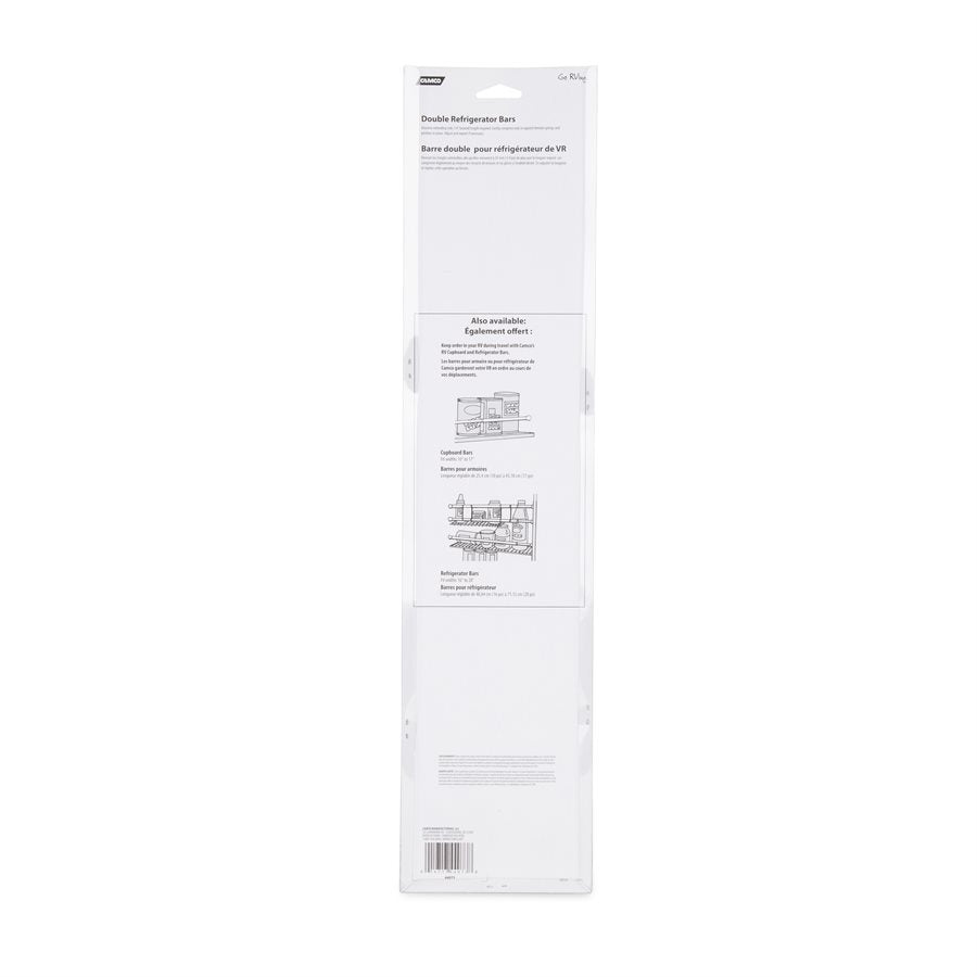 Camco Refrigerator Content Brace, Bar Extends From 16 in Length to 28 in Length, White Plastic - 44073