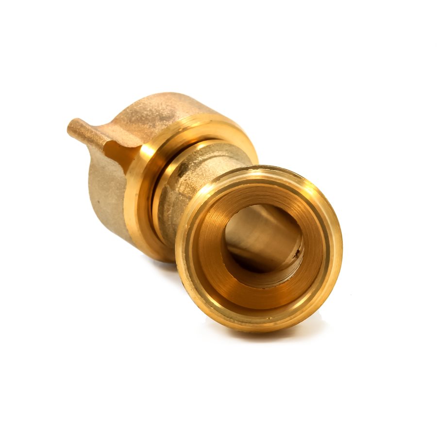 Camco Fresh Water Hose Connector, 45 degree Elbow With Gripper, Brass, Complies With CA and VT Regulations For Brass Content - 22605