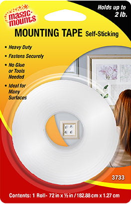 Magic Mounts Multi Purpose Tape, 1/2 in Width x 72 in Length Roll, White - 3733